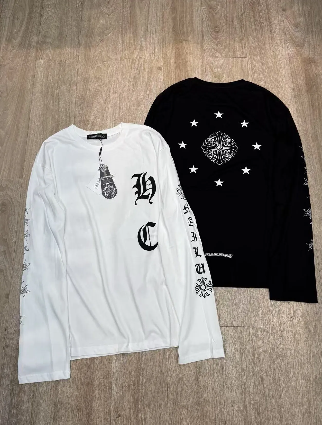 P178 ChromeHeart·25ss new Sanskrit letter printed thin sun protection long-sleeved top✅✅✅Ready stock Focus on quality and compare at will Size: S M L Color: Black White